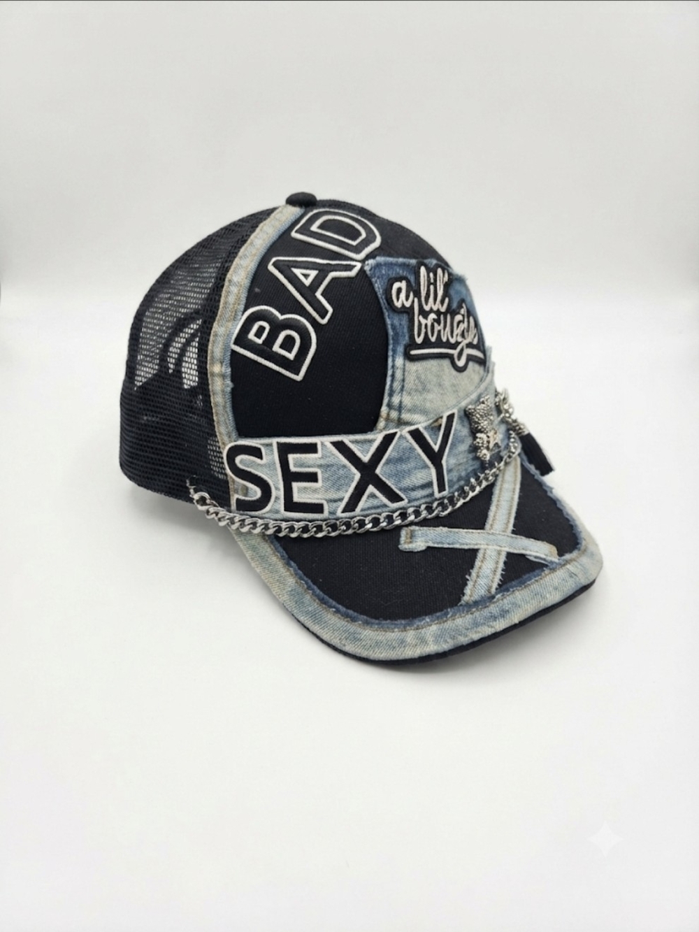 Denim Embellished Hat
